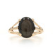 Yellow Gold Black Golden Sheen Sapphire Solitaire Ring -14k Oval Cabochon 2.20ct
