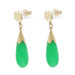 Yellow Gold Jade / Jadeite Good Fortune Dangle Earrings 14k Chinese Fu Character