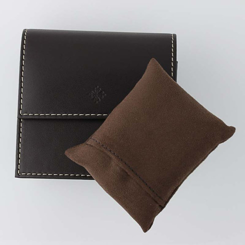 Patek Philippe Geneve Brown Leather Travel Watch Case New Cushion