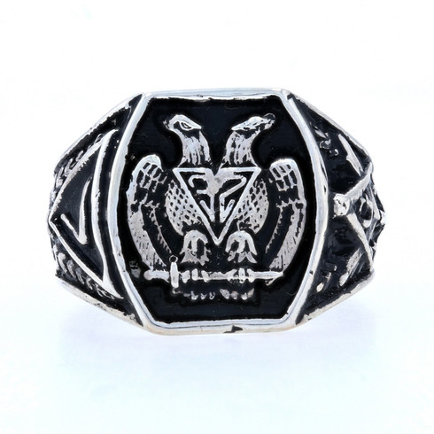 Silver Scottish Rite Rings NEW Scottish Rite Ring - Sterling Silver Antiqued Masonic Collect 32nd ...