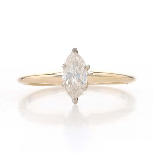 Yellow Gold Diamond Solitaire Engagement Ring - 14k Marquise .50ct ...