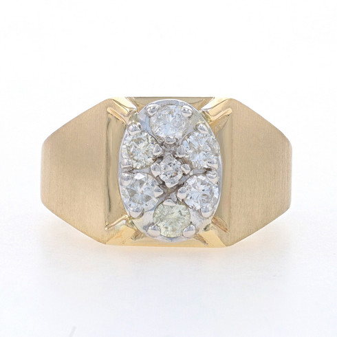 Yellow Gold Diamond Men's Ring - 14k Round Brilliant .57ctw Cluster Brushed  Dice - Wilson Brothers Jewelry