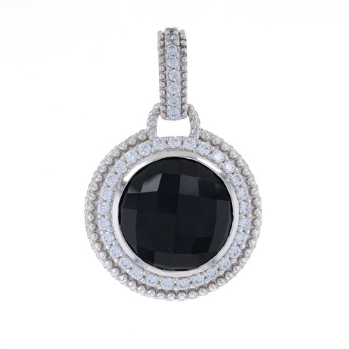 Judith Ripka Onyx & Cubic Zirconia Halo Enhancer Pendant - Sterling 925 ...