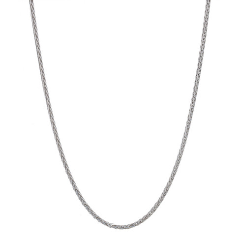 White Gold Diamond Cut Wheat Chain Necklace 16