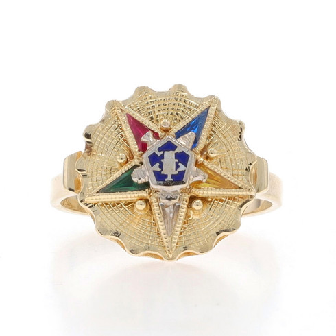 Yellow Gold Order of the Eastern Star Ring 10k Lab-Created Gemstone OES ...
