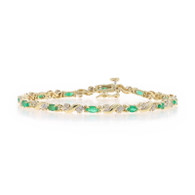 Yellow Gold Emerald Diamond Link Bracelet 7 1/4" - 10k Marquise 2.48ctw