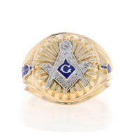 Yellow Gold Blue Lodge Men's Master Mason Ring - 10k Enamel Masonic Sz 10