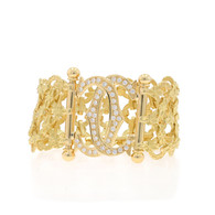 Yellow Gold Diamond Double C Bracelet 6 1/4" -18k Rnd 1.32ctw Chain Link Lattice