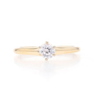 Yellow Gold Sapphire Art Deco Solitaire Engagement Ring - 14k Euro .35ct Vintage