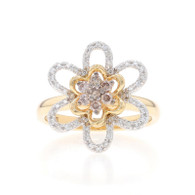 Yellow Gold Diamond Flower Cluster Ring - 14k Round Brilliant .40ctw Blossom