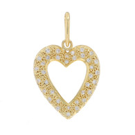 Yellow Gold Diamond Heart Pendant - 18k Round Brilliant .50ctw Love