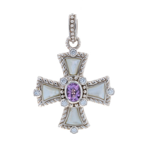 アクセサリー rippmonster Judith Ripka Amethyst Mother of Pearl Cubic Zirconia Cross