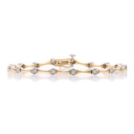 Yellow Gold Diamond Contoured Link Bracelet 6 1/4" - 14k Round Brilliant .50ctw