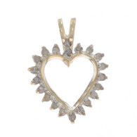 Yellow Gold Diamond Heart Pendant - 10k Single Cut .20ctw Love Wreath