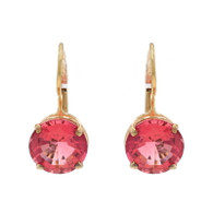 Yellow Gold Pink Tourmaline Drop Earrings - 14k Round 2.72ctw Pierced