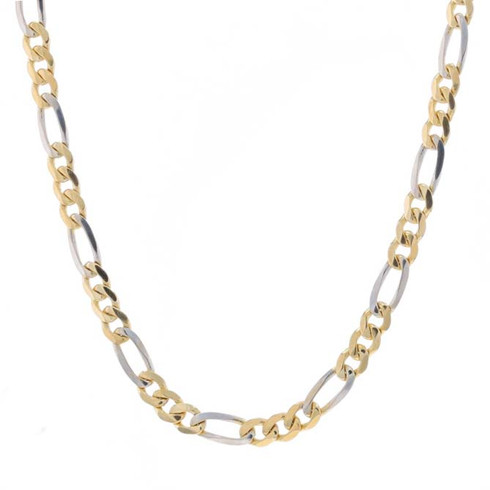 Yellow Gold Diamond Cut Figaro Chain Necklace 18