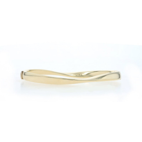 Yellow Gold Ribbon Twist Bangle Bracelet 7
