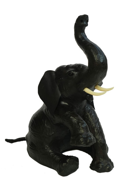 Baby Elephant (18") Handcrafted Lifelike Leather Sculpture for Home or Office Decor