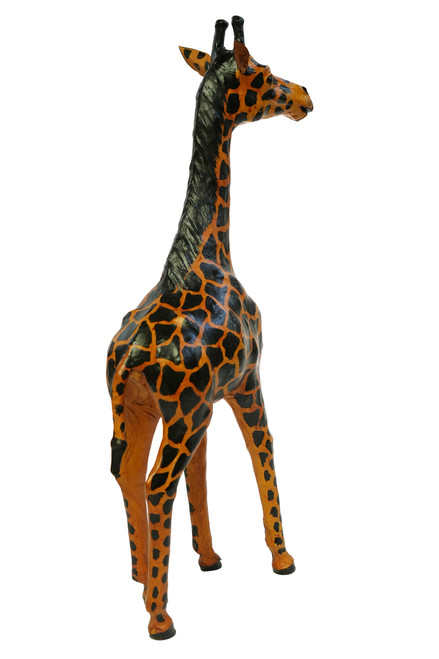 Standing Giraffe (30") Handcrafted Lifelike Leather Sculpture for Home or Office Decor