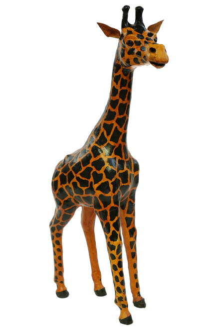 Standing Giraffe (36") Handcrafted Lifelike Leather Sculpture for Home or Office Decor