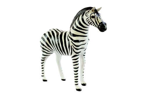 Zebra 24" Handcrafted Lifelike Leather Sculpture for Home or Office Decor
