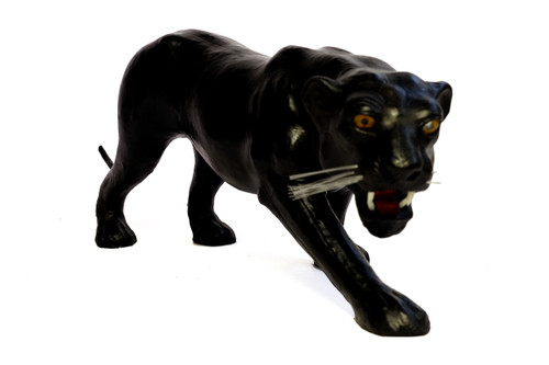 Black Panther (18") Handcrafted Lifelike Leather Sculpture for Home or Office Decor