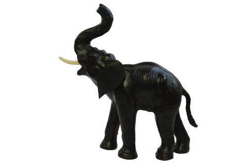Elephant Standing 15" Handcrafted Lifelike Leather Sculpture for Home or Office Decor