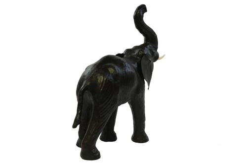 Elephant Standing 42" Handcrafted Lifelike Leather Sculpture for Home or Office Decor