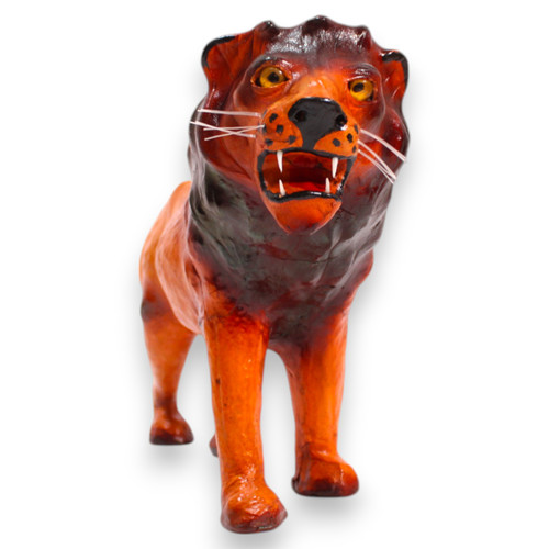 Extra Large Lion Roaring 48" Handcrafted Lifelike Leather Sculpture for Home or Office Decor