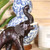 Elephant Standing 10" Handcrafted Lifelike Leather Sculpture for Home or Office Decor