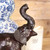 Elephant Standing 10" Handcrafted Lifelike Leather Sculpture for Home or Office Decor