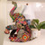 Black Bip Boho Patchwork Collection Handmade Decorative Home Decor Statue Large Figurine Unique Bohemian Eclectic Bright Fabric Indian Textile Recycled