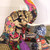 Black Bip Boho Patchwork Collection Handmade Decorative Home Decor Statue Large Figurine Unique Bohemian Eclectic Bright Fabric Indian Textile Recycled