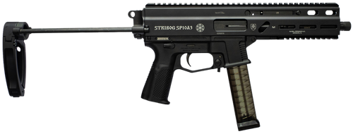 Grand Power 197892004855 SP10A3 Stribog 10mm Auto 20+1 8" Black Threaded Barrel, Black Aluminum Picatinny Rail Receiver, Black Polymer PDW Tailhook Brace, Black Polymer Grip, Thread Protector