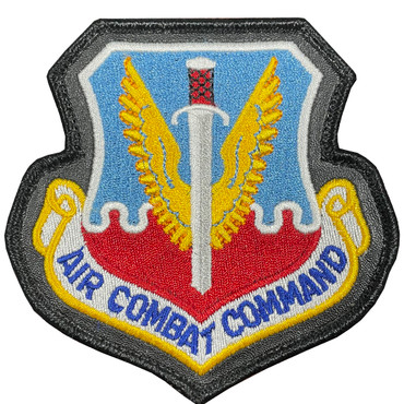 Full Color ACC Air Combat Command Patch With Hook Backing With Leather Border