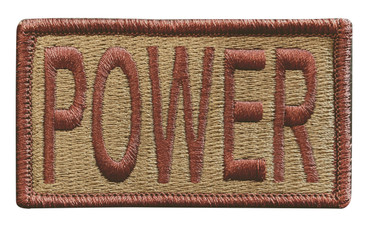 Multicam OCP POWER Patch with Hook Backing (Spice Brown Letters and Border)