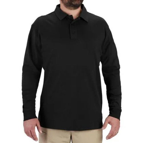 Propper® Men's Uniform Cotton Polo - Long Sleeve - Black