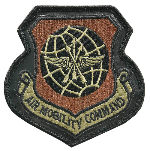 AMC Leather Patch - Multicam OCP Air Mobility Command With Black Border With Hook Backing