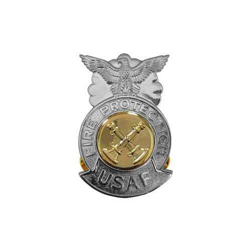 2-Bugle Crossed Small Chrome Badge (Gold Center)