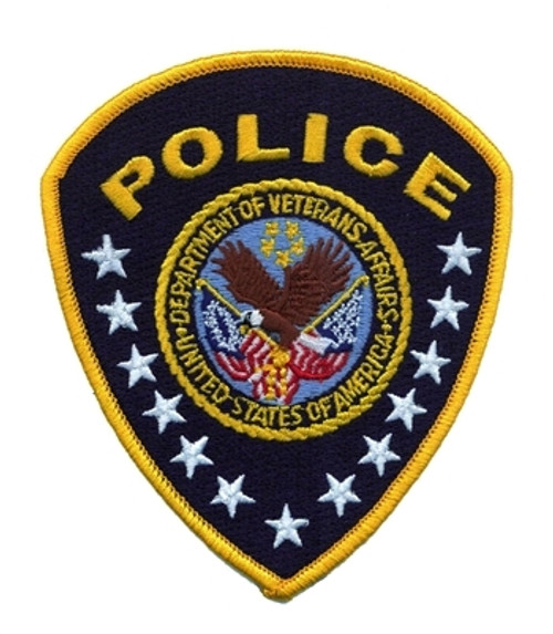 Blue/Gold VA Police Shoulder Patch With Hook Backing