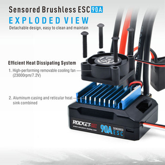 ROCKET-RC 540 Sensored Brushless Motor 90A ESC for 1/10