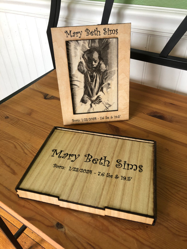 4" x 6" Laser Engraved Picture and 1" Basswood Frame