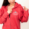 Cozy embroidered hoodie with air jet yarn for a soft feel.