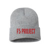 F5 Project Embroidered Beanie Heather Grey Words