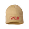F5 Project Embroidered Beanie Camel Words
