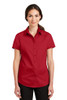 Port Authority® Women's Short Sleeve SuperPro™ Twill Shirt model front
