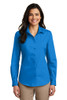 Port Authority® Women's Long Sleeve Carefree Poplin Shirt model front