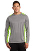 Sport-Tek® Long Sleeve Heather Colorblock Contender™ Tee model front