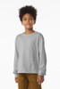 Youth bella canvas heavyweight long sleeve tee model front view