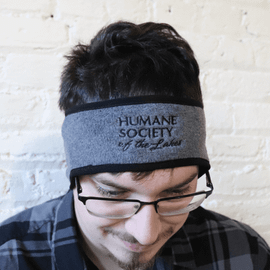 HSL embroidered headband made from 8.3-ounce, 100% polyester fleece fabric for comfort
